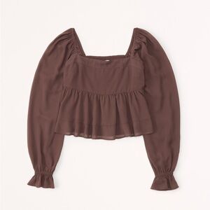 Abercrombie & Fitch Square‑Neck Babydoll Top — Long Sleeve — Size Small